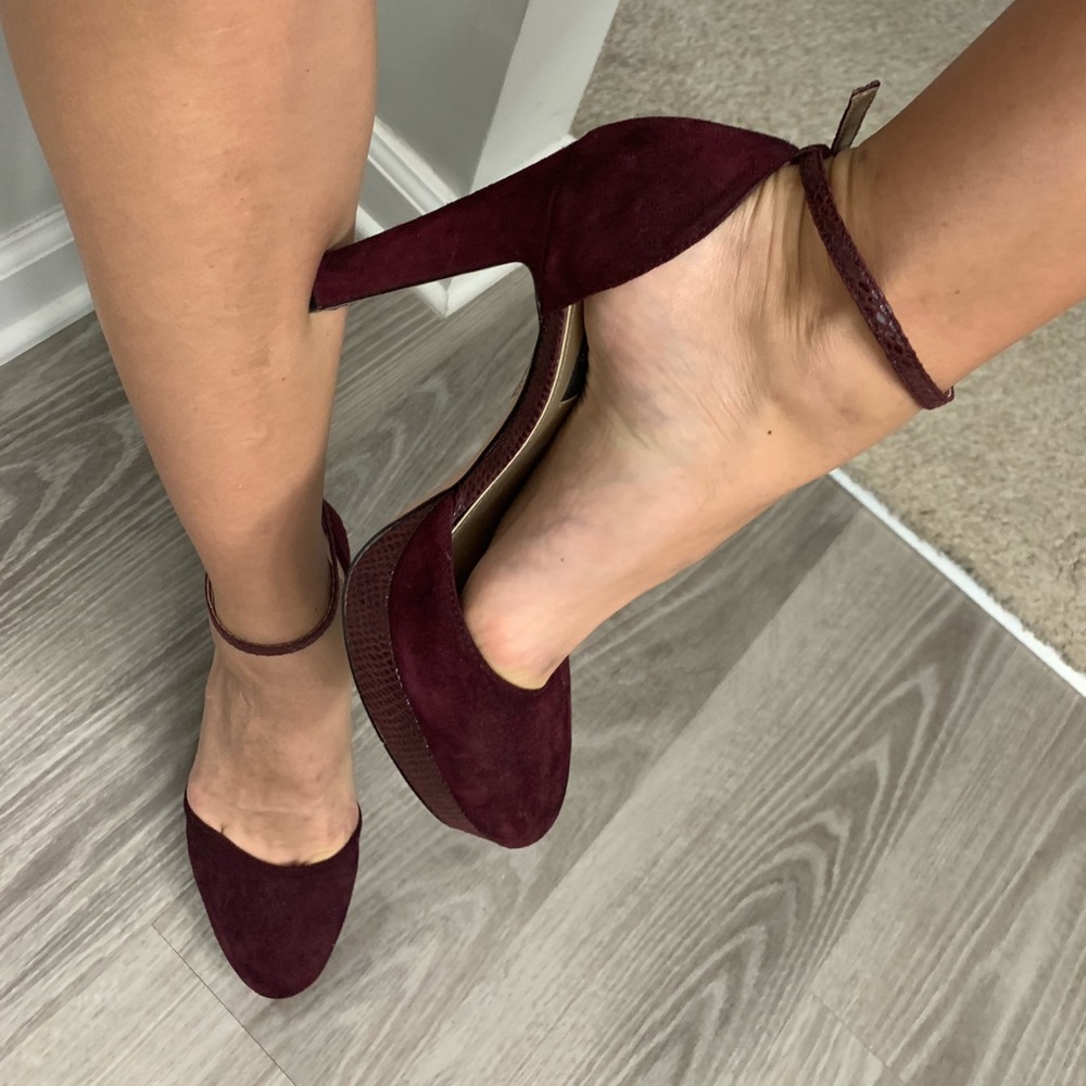 Burgundy suede heels